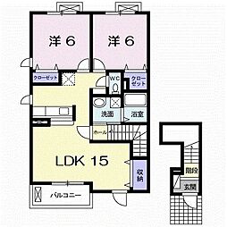 ミッテ・ドルフ西国分3 2LDKの間取図画像
