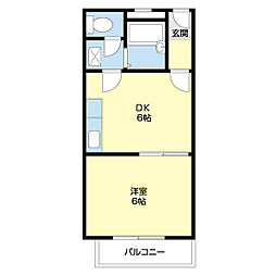 シャンティイ中之島 1DKの間取図画像