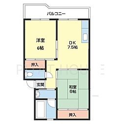 フェリースマンション 2DKの間取図画像