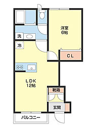 カーザドルチェ 1LDKの間取図画像