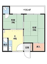 森栄荘1 2Kの間取図画像
