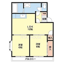 サンライト今福 2LDKの間取図画像