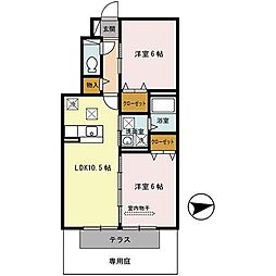 カーサ・ステラ西浜 2LDKの間取図画像