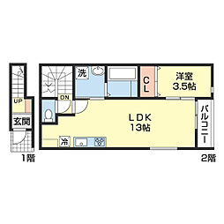 Solis北新 1LDKの間取図画像