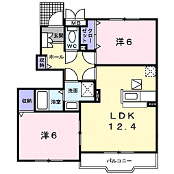 ガーデンハウス三石台1 2LDKの間取図画像