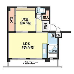 ビレッジハウス鳴滝11号棟 1LDKの間取図画像
