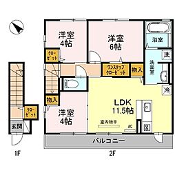 コニファー2 3LDKの間取図画像