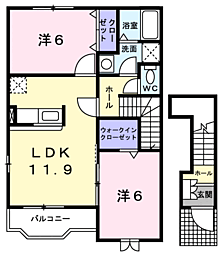 サンフローラ2 2LDKの間取図画像