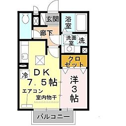 コンフィアンスB 1DKの間取図画像