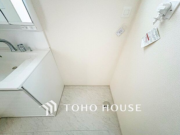 清潔感のあるカラーで統一されたランドリースペース。気持ちの良い空間で家事もはかどります。