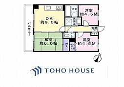 保土ケ谷公園パームヒル壱番館 3DKの間取図画像