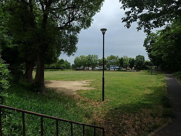 緑の多い園内は雑木林を思わせる雰囲気。散策コースとしても適しています。滑り台やブランコ等の遊具も設けられています。 