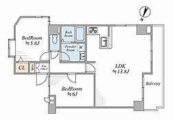 ビッグヴァン二俣川ホームズ 2LDKの間取図画像