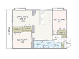 ライオンズマンション和泉野 2LDKの間取図画像