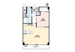 マンション三春台 1LDKの間取図画像