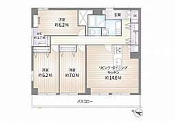 反町ステーションハイツ 3LDKの間取図画像