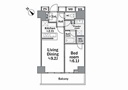 パークシティ武蔵小山ザレジデンス 1LDKの間取図画像