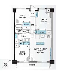 上野毛マープル松原 3LDKの間取図画像