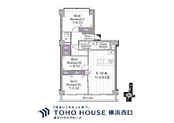 上大岡フラワーマンション3 2SLDKの間取図画像