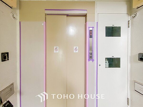 開放的で明るいエレベーターホール。清潔感があり、行き届いた管理体制がうかがえます。