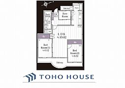 磯子台パークハイツ1号棟 2LDKの間取図画像