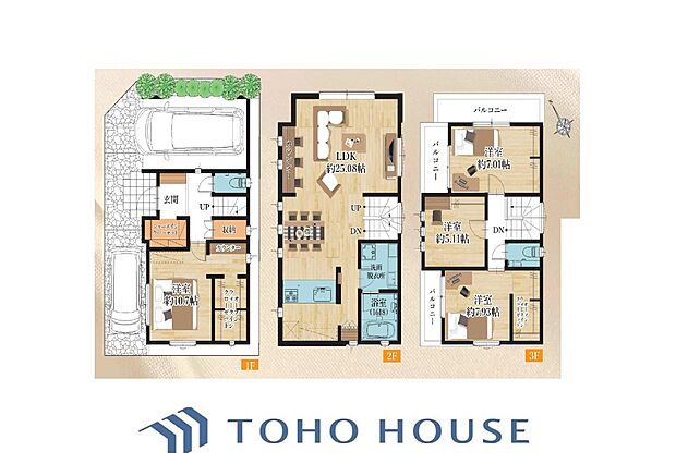 間取図)参考プラン:建物価格3990万円(税込)、建物面積133.8平米(車庫部分14.83平米含)