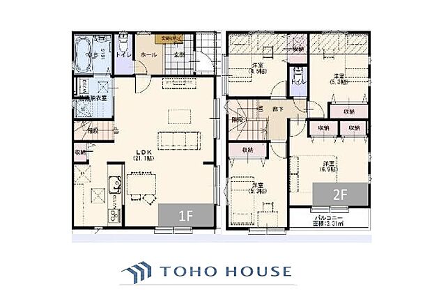 間取図)参考プラン：建物面積約100m2・建物価格2400万円（別途地盤改良費用・外構費用がかかります）