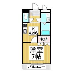 メゾンアグレアーブル 1階1Kの間取り