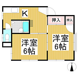 コーポプルメリア　A棟 2階2Kの間取り