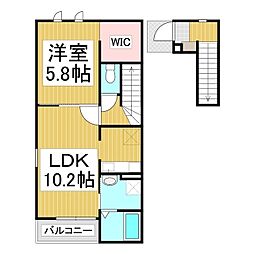 サンレミII 2階1LDKの間取り