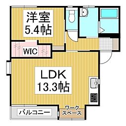 ラプラスゆう　W棟 2階1LDKの間取り