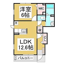 アプト・ブリーズ 1階1LDKの間取り