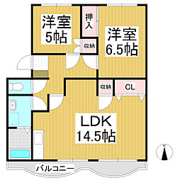 アドバンスアメニティー 1階2LDKの間取り