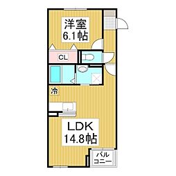 Ｎ・Ｓグランデ 1階1LDKの間取り