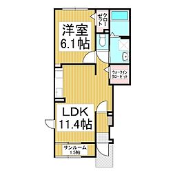 大−5 1階1LDKの間取り