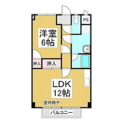 サン・ファーム 2階1LDKの間取り