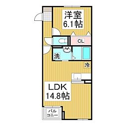 Ｎ・Ｓグランデ 1階1LDKの間取り