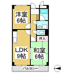 リンピアハピネス 3階2LDKの間取り