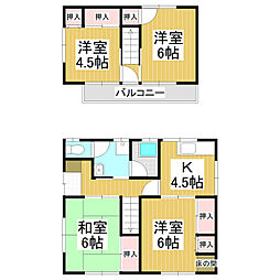 JR信越本線 長野駅 バス15分 丹波島橋南下車 徒歩15分の賃貸一戸建て 4Kの間取り