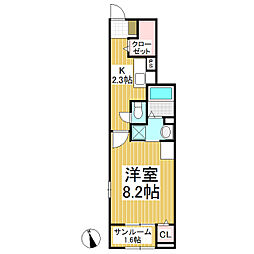 アーバン篠ノ井 1階1Kの間取り