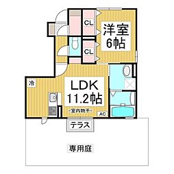 リベルテ・Ｍ　II 1階1LDKの間取り