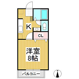 サンビレッジ金井田　N棟 2階1Kの間取り