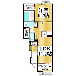 カーサ　プリート　Ｓ 1階1LDKの間取り