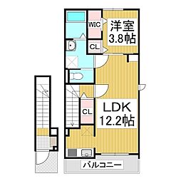 ラ　フェリーチェ　篠ノ井 2階1LDKの間取り