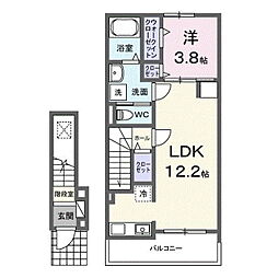 ラ　フェリーチェ　篠ノ井 2階1LDKの間取り