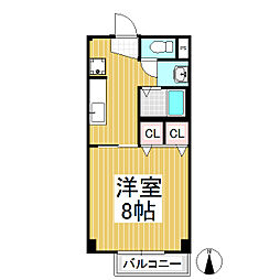 サープラスなおえ 1Kの間取図画像