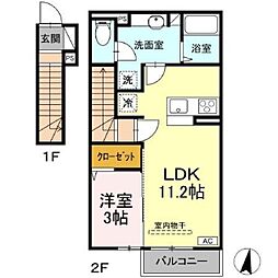 蔵谷ハイツ 1LDKの間取図画像