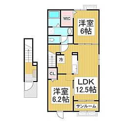 ヴィラフェリーチェ 2LDKの間取図画像