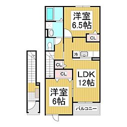 プリムローズA 2LDKの間取図画像