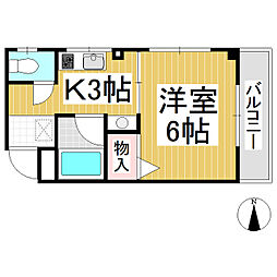 パークサイド茜 1Kの間取図画像